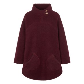 Poncho med asymmetrisk krave. Bordeaux.