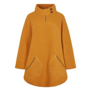 Poncho med asymmetrisk krave. Gul.