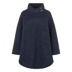 Poncho med asymmetrisk krave. M�rkebl�.