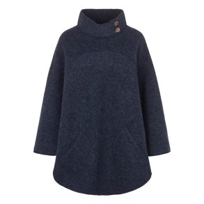 Poncho med asymmetrisk krave. M�rkebl�.
