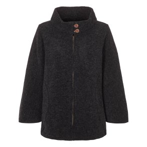 Poncho med lynls og krave. Koksgr.