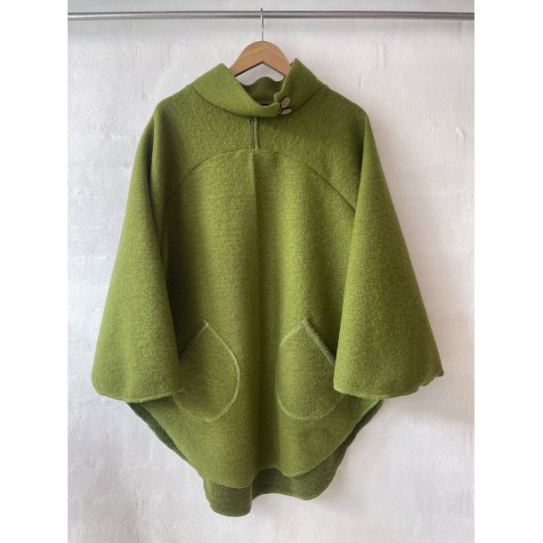 Poncho med asymmetrisk krave. Lime grn.