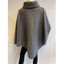 Poncho med lynl�s og krave. Mellemgr�.